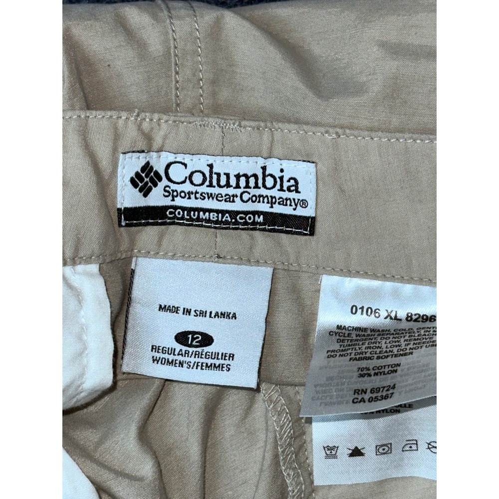 Columbia Women's Tan Convertible Hiking Pants Roll Up Cargo Straight Leg sz12 - Picture 6 of 7